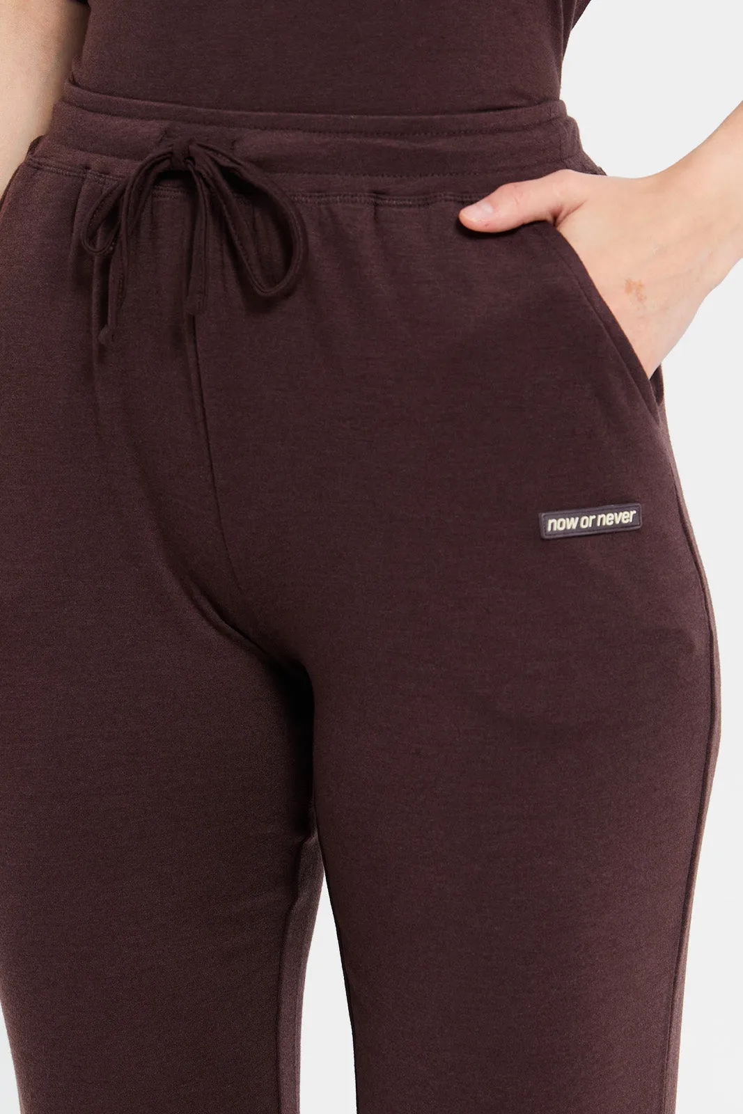 Women Brown Straight Leg Active Pants